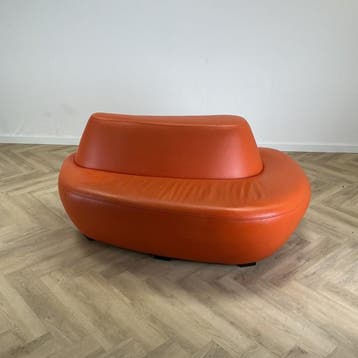 wachtkamerbank -  sofa, leer - oranje - Gratis Bezorging, Ophalen of Verzenden, Gebruikt