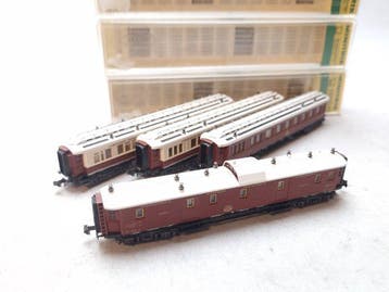 Minitrix N - 3179/3180/3181/3182 - Modeltrein personenwagen, Hobby en Vrije tijd, Modeltreinen | N-Spoor, Nieuw