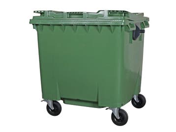 Vuilcontainer 1100 liter 4-wiel vlakdeksel groen, Ophalen of Verzenden