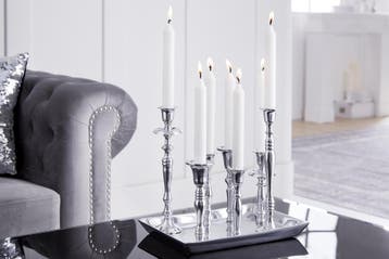 Kandelaar MODERN BAROK 30cm 7-vlammig zilver gepolijst, Ophalen of Verzenden, Nieuw
