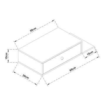 Wandplank Stor met lade 65x30x15 cm zwart [en.casa], Verzenden, Nieuw