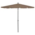 vidaXL Parasol met paal 210x140 cm taupe, Verzenden, Nieuw, 2 tot 3 meter