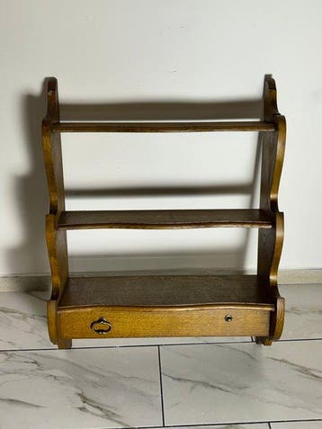 Wandrek - Vintage wandrek van eikenhout of massief hout met