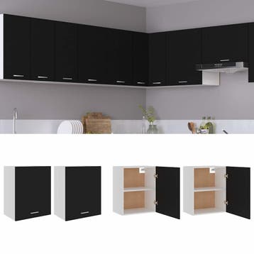 vidaXL Bovenkasten 2 st Lyon 50x31x60 cm bewerkt hout zwart, Verzenden, Nieuw, Zwart