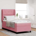 vidaXL Boxspringbed met matras met hoofdeinde Roze 200 x 90, Verzenden, Nieuw, Stof
