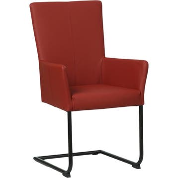 Leren eetkamerstoel Dry met armleuning - Toledo Red (rood), Huis en Inrichting, Nieuw, Leer, Ophalen of Verzenden, Rood