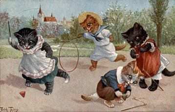 Dieren, Fantasie, Arthur Thiele - Kat poes - Dieren - Hond -, Gelopen