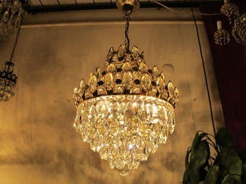 Kroonluchter - Verguld messing - Antieke kristallen lamp