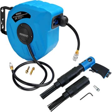 Persluchtslang Haspel + Nagelpistool Blauw Zwart 10M, Verzenden, Nieuw