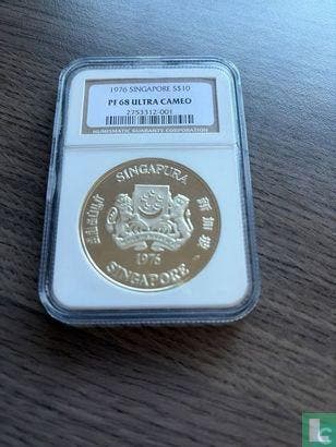 Singapore 10 dollar 1976, Verzenden, Losse munt, Zilver