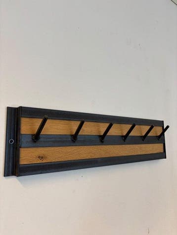 Kapstok - Staal, Hout - Industrieel handgemaakt