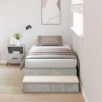 vidaXL Opbergbedframe met lade Beton Grijs 100 cm Bewerkt, Verzenden, Nieuw, Grijs, Hout