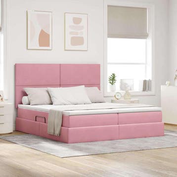 vidaXL Opslag bed met hoofdeinde met opslag Roze 180 x 200, Verzenden, Nieuw, Stof