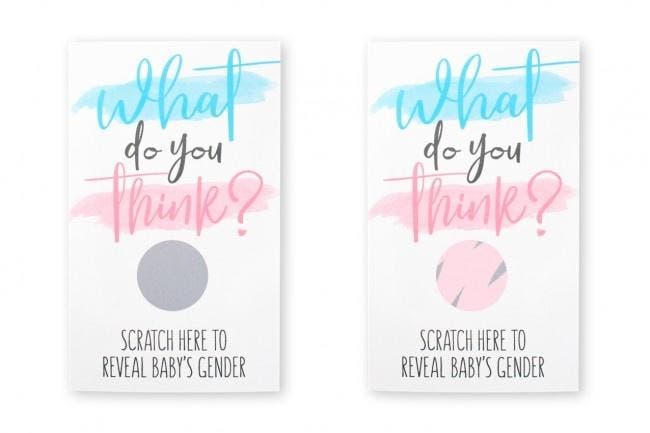 Kraskaart Gender Reveal Girl - 10st, Hobby en Vrije tijd, Feestartikelen, Nieuw, Ophalen of Verzenden