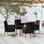 vidaXL 5-delige Tuinset zwart, 4 zitplaatsen, Nieuw, Tuinset, Verzenden