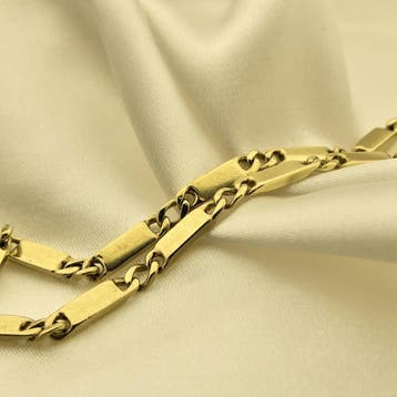 Gouden staafjes/gourmetschakel armband (Schakelarmband), Ophalen of Verzenden, Gebruikt, Goud, Goud