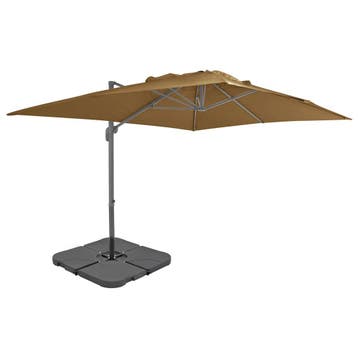 vidaXL Parasol met draagbare voet taupe, Tuin en Terras, Verzenden, Nieuw, 3 tot 4 meter