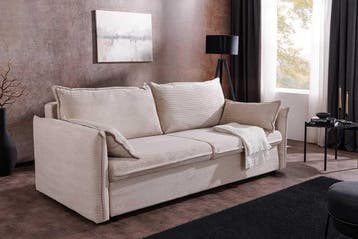 Design slaapbank APARTMENT 215cm beige corduroy 3-zits bank, Ophalen of Verzenden, Nieuw