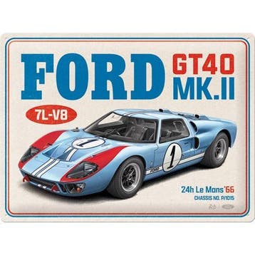 Metalen wandbord 24 uurs race le mans Ford GT40, Verzenden, Nieuw, Auto's