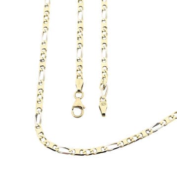 Bicolor gouden Figaro schakelketting, Ophalen of Verzenden, Gebruikt, Goud, Goud