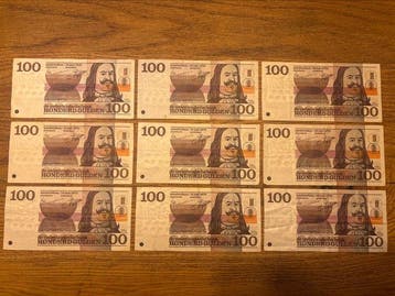 Nederland. - 9 x 100 Gulden 1970 - Pick 93 (Zonder