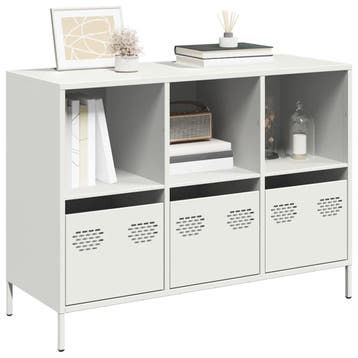 vidaXL Dressoir 101,5x39x73,5 cm koudgewalst staal wit, Verzenden, Nieuw, Metaal