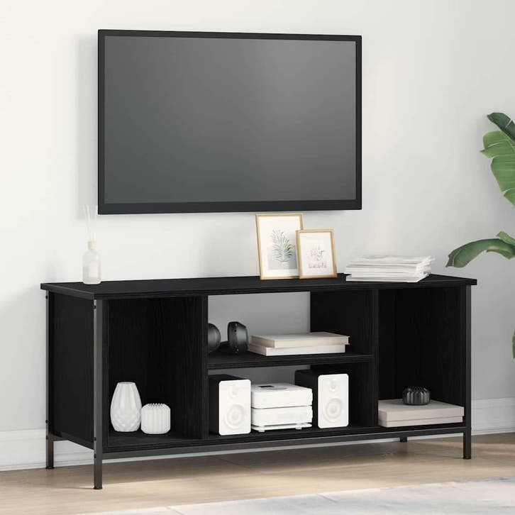 vidaXL TV-kast Zwart Eiken 102 x 35 x 45 cm Bewerkt hout, Huis en Inrichting, Kasten | Televisiemeubels, Nieuw, Minder dan 50 cm