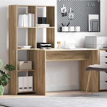 vidaXL Bureau met plank Sonoma Eiken 138,5 x 55 x 143 cm, Verzenden, Nieuw