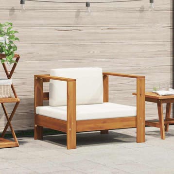vidaXL Tuinstoel met kussen massief acaciahout crème, Verzenden, Nieuw, Hardhout