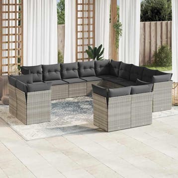 vidaXL 13-delige Loungeset met kussens poly rattan, Verzenden, Nieuw, Loungeset