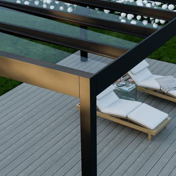 Deponti Aluminium Terrasoverkapping Pinela Glass Zwart 700 x, Nieuw