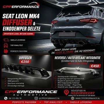 Seat Leon cupra fr diffuser sport uitlaat einddemper delete, Ophalen of Verzenden