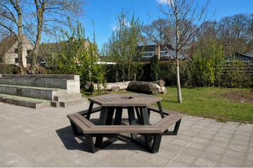 Rockwood® Picknicktafel  Zwaar Kunststof Rond Zeshoekig -, Ophalen of Verzenden, Nieuw, Rond, Hout