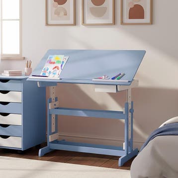 Bureau in hoogte verstelbaar 109x55x63-94cm - blauw, Verzenden, Nieuw