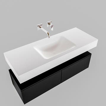 Badkamermeubel AQS Ibiza 120 cm Solid Surface Mat Zwart Twee, Huis en Inrichting, Badkamer | Badkamermeubels, Ophalen of Verzenden