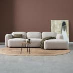 *WOONWINKEL* Moderne Hoekbank Rechts Beige Stof, Huis en Inrichting, Verzenden, Nieuw