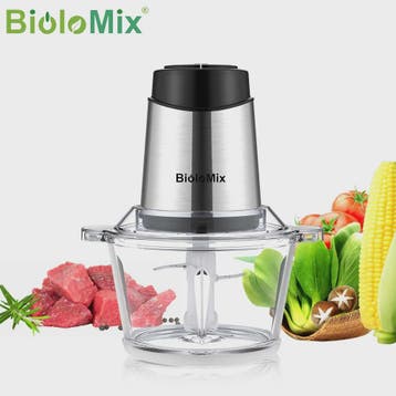 BioloMix 1.8L Glazen Foodprocessor & Gehaktmolen - Krachtig,, Verzenden, Nieuw in verpakking