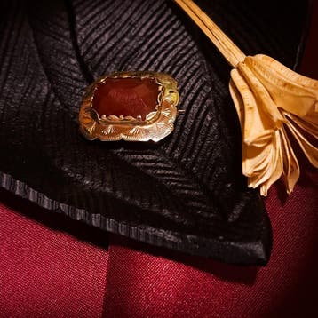 Gouden broche met carneool, Gebruikt, Ophalen of Verzenden, Met edelsteen, Goud