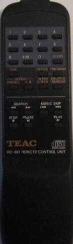 Afstandsbediening Teac rc-681, Audio, Tv en Foto, Ophalen of Verzenden, Nieuw, Origineel