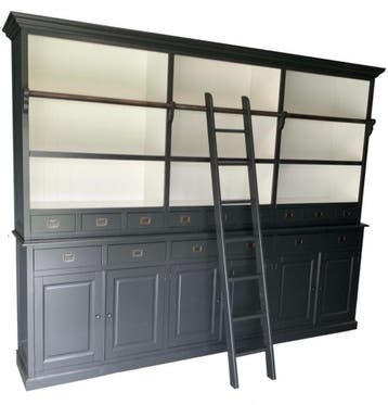 Boekenkast antraciet met trap Geffen 300 x 235cm, Ophalen of Verzenden, Nieuw