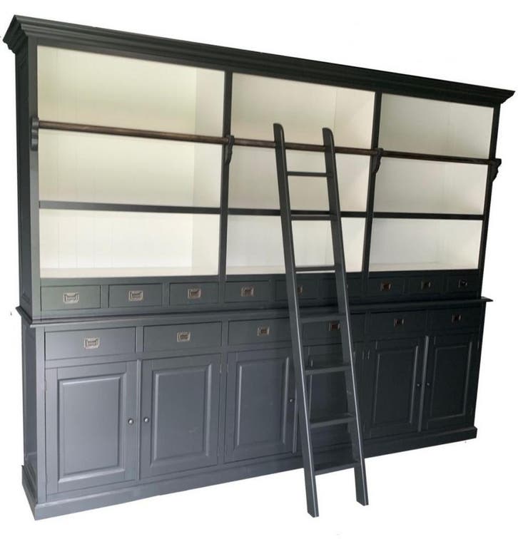Boekenkast antraciet met trap Geffen 300 x 235cm, Huis en Inrichting, Kasten | Boekenkasten, Ophalen of Verzenden
