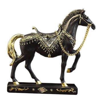 sculptuur, Elegant Equestrian Figurine with Ornate Harness -