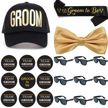 Groom to Be en Team Groom set 21-delig, Ophalen of Verzenden, Nieuw, Zwart, Accessoires