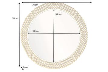 Ronde wandspiegel PEARLS 75cm goud metaal - 43821, Ophalen of Verzenden, Nieuw