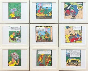 Hergé – Molinsart Tintin – 9 Lithografien mit Passepartout, Boeken, Nieuw