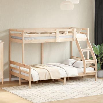 vidaXL Stapelbed massief grenenhout 80x200/120x200 cm, Eenpersoons, Bruin, Verzenden, Nieuw