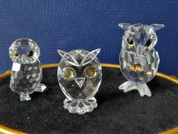 Swarovski - Beeldje - Nachtuil ,uiltje en mini uil (3) -, Antiek en Kunst