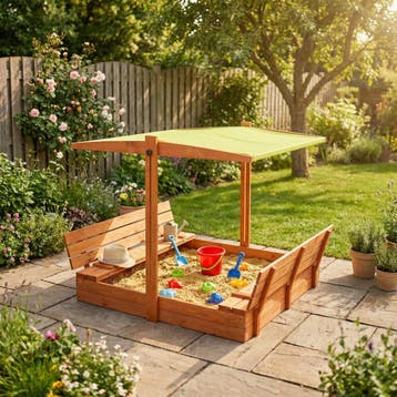 Houten Zandbak 120x120 | Groen Dak | Nieuw | OP=OP, 100 tot 200 cm, Nieuw, Ophalen of Verzenden, Minder dan 25 cm