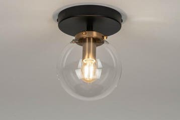 Rietveld Plafondlampen - Zwart, Goud - Glas, Metaal, Verzenden, Nieuw