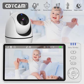 5 Inch Video Babyfoon met PTZ Camera, Nachtzicht, Temperatuu, Verzenden, Nieuw